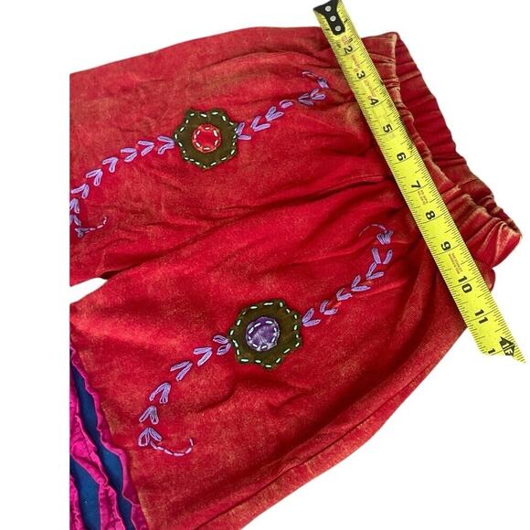 Y2K 90’s Groovy Hippie Pants Embroidered Patchwork Gypsy Colorful Sz S Flare - Picture 5 of 14